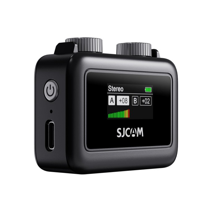 SJCAM M1 Profesyonel Kablosuz Yaka Mikrofonu (1TX  + 1 RX) 100dB Tek Vericili Gürültü Engelleyici (SNR) LCD Ekran