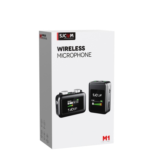 SJCAM M1 Profesyonel Kablosuz Yaka Mikrofonu (1TX  + 1 RX) 100dB Tek Vericili Gürültü Engelleyici (SNR) LCD Ekran