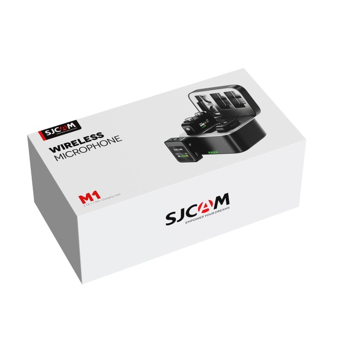 SJCAM M1 Profesyonel Kablosuz Yaka Mikrofonu (2TX  + 1 RX) 100dB Çift Vericili Gürültü Engelleyici (SNR) LCD Ekran