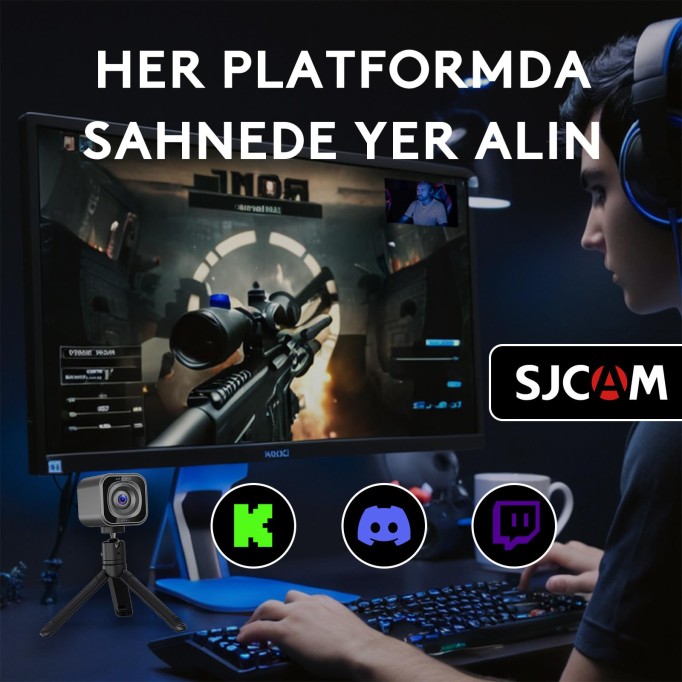 SJCAM M2 4K 12MP Webcam Kamerası F2.0 Lens Adaptif Parlaklık ve CMOS Sensör
