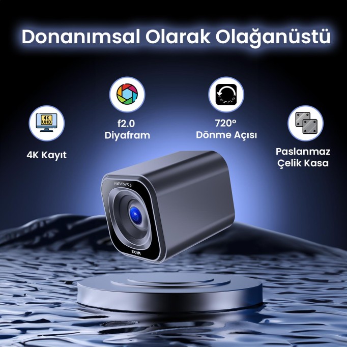 SJCAM M2 4K 12MP Webcam Kamerası F2.0 Lens Adaptif Parlaklık ve CMOS Sensör