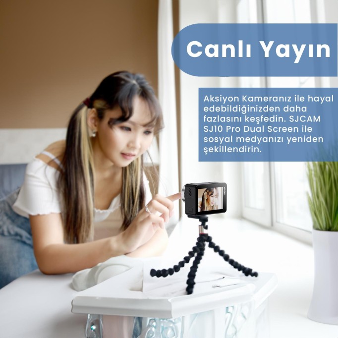 SJCAM SJ10 Pro Dual Screen Wi-Fi 4K UHD Aksiyon Kamerası