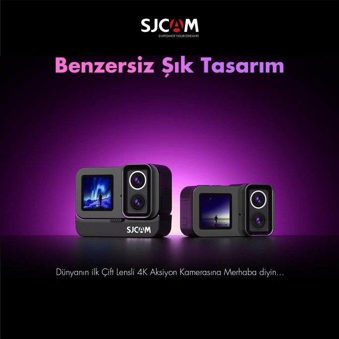 SJCAM SJ20 Dual Lens  4K 30fps 20MP 6 Eksenli Gyro Gece Görüş Aksiyon Kamerası Siyah