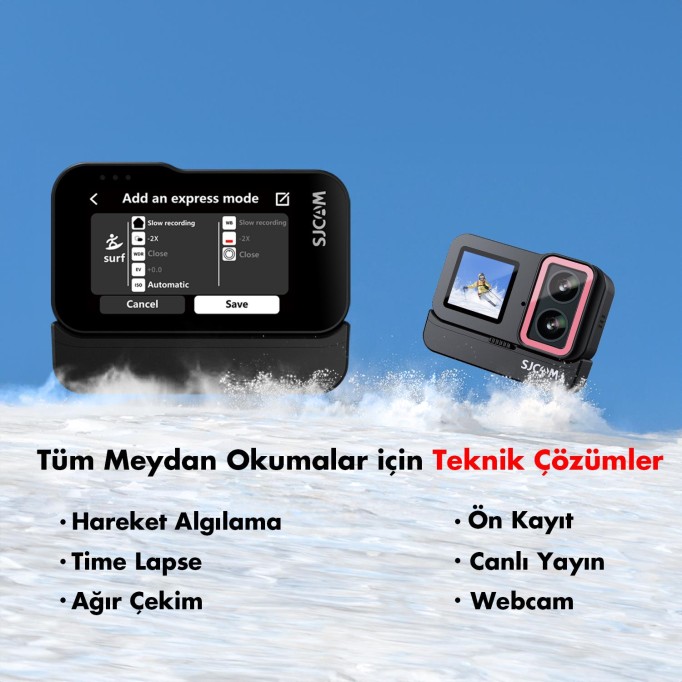 SJCAM SJ20 Dual Lens  4K 30fps 20MP 6 Eksenli Gyro Gece Görüş Aksiyon Kamerası Siyah