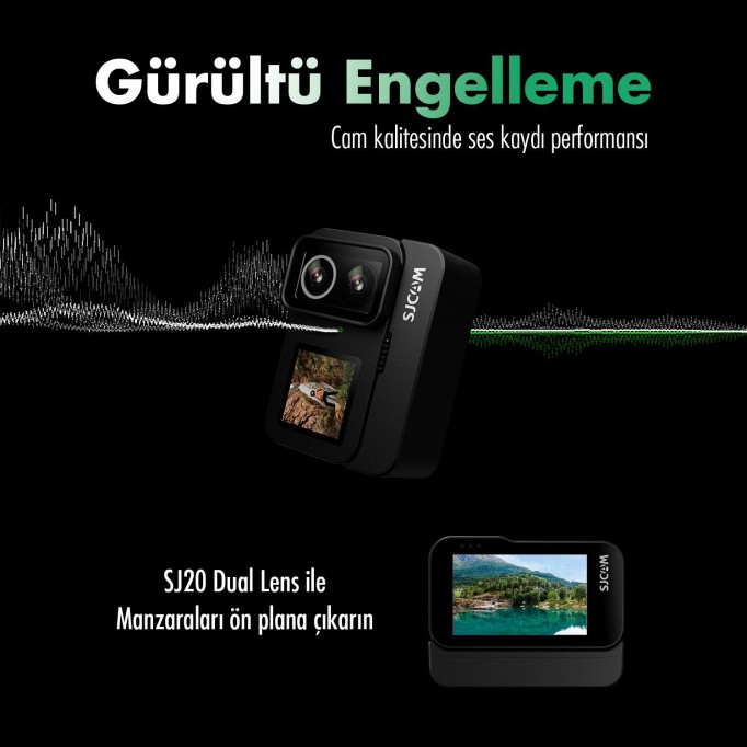 SJCAM SJ20 Dual Lens  4K 30fps 20MP 6 Eksenli Gyro Gece Görüş Aksiyon Kamerası Siyah