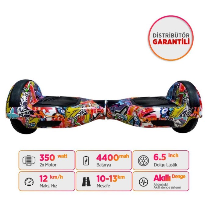 Smart Balance N3S Elektrikli Kaykay Hoverboard Scooter Self Balancing 6.5 Inch Grafity Desenli 12