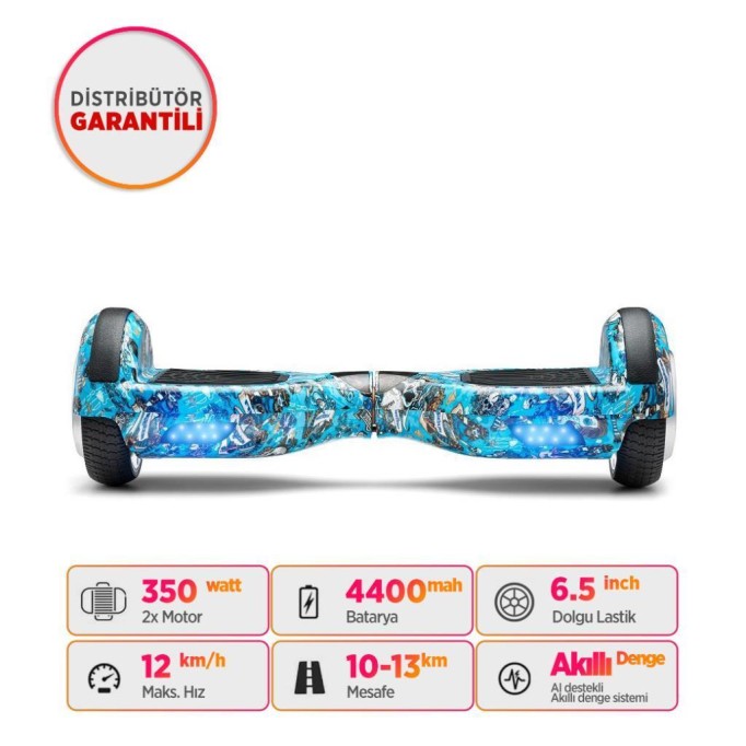 Smart Balance N3S Elektrikli Kaykay Hoverboard Scooter Self Balancing 6.5 Inch Grafity Desenli 22