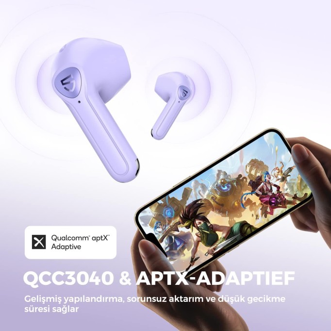 Soundpeats Air3 Bluetooth 5.2 TWS Kablosuz Kulak içi Kulaklık Mor