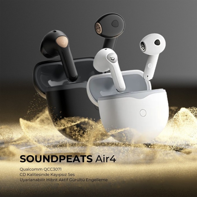 SoundPeats Air4 ANC aptX BT 5.3 TWS Kablosuz Bluetooth Kulaklık Siyah