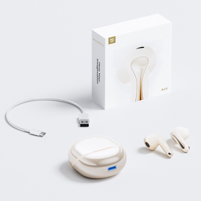 SoundPeats Air5 Hi-Res ANC aptX Kablosuz Bluetooth 5.4 Kulaklık Bej