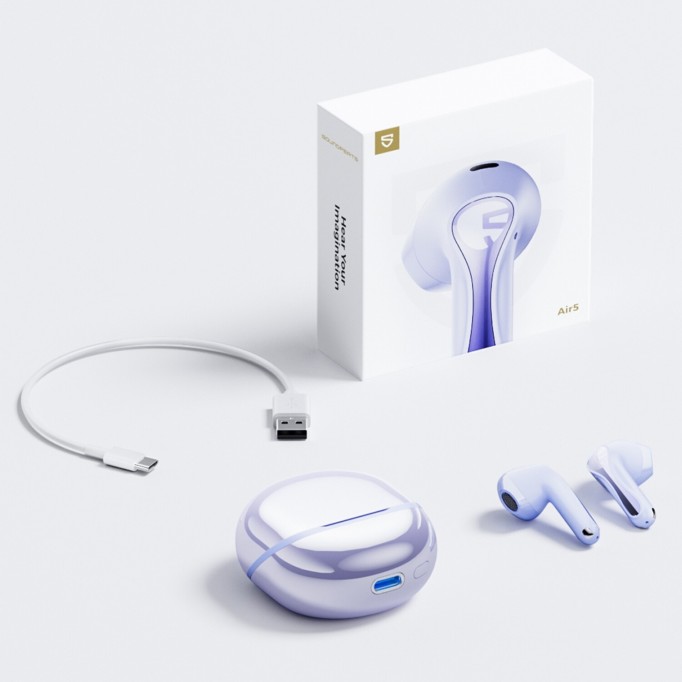 SoundPeats Air5 Hi-Res ANC aptX Kablosuz Bluetooth 5.4 Kulaklık Mor
