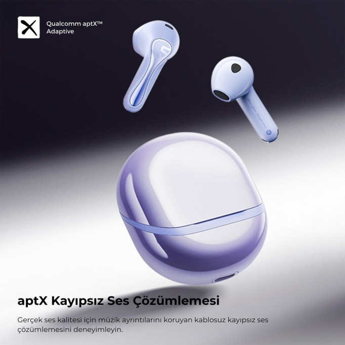 SoundPeats Air5 Hi-Res ANC aptX Kablosuz Bluetooth 5.4 Kulaklık Mor