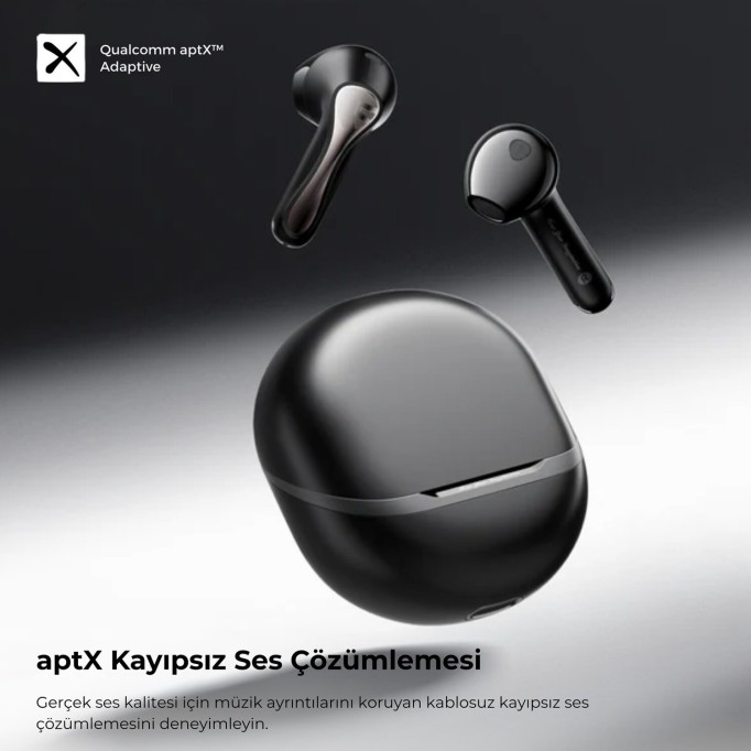 SoundPeats Air5 Hi-Res ANC aptX Kablosuz Bluetooth 5.4 Kulaklık Siyah