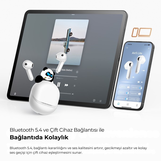 SoundPeats Air5 Lite Hi-Res LDAC ENC TWS Kablosuz Bluetooth 5.4 Kulaklık Beyaz