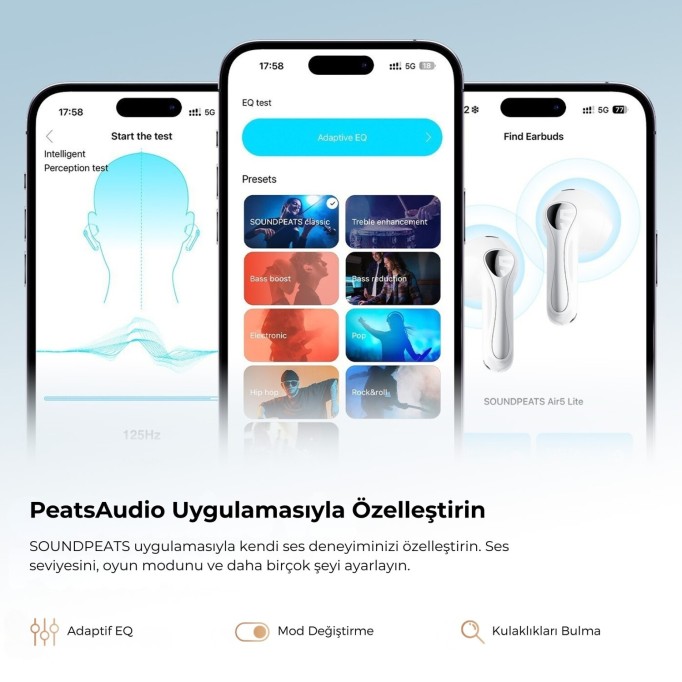 SoundPeats Air5 Lite Hi-Res LDAC ENC TWS Kablosuz Bluetooth 5.4 Kulaklık Beyaz