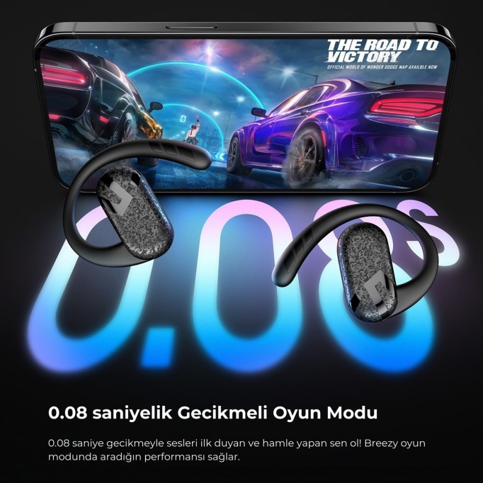 SoundPeats Breezy Open-Ear TWS Bluetooth 5.4 Kablosuz Kulaklık Siyah