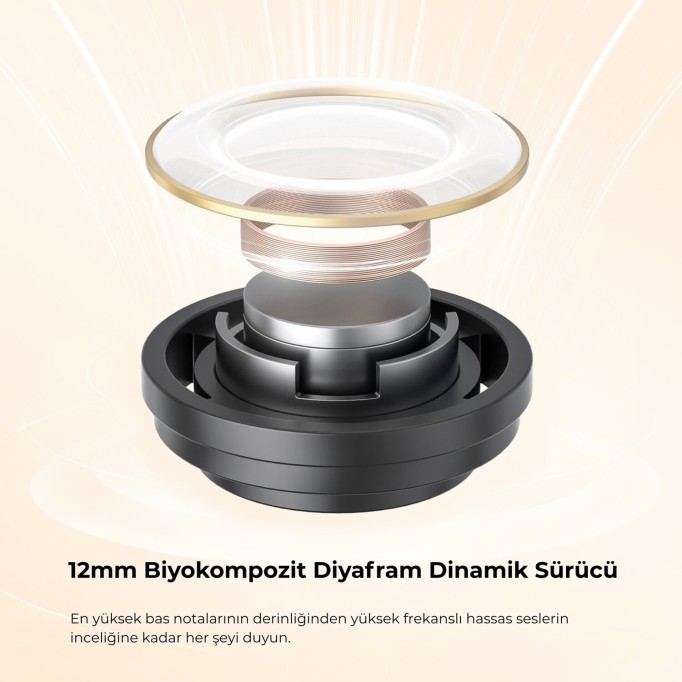 SoundPeats Clear ENC TWS Bluetooth 5.3 Kulak içi Kablosuz Kulaklık Bej