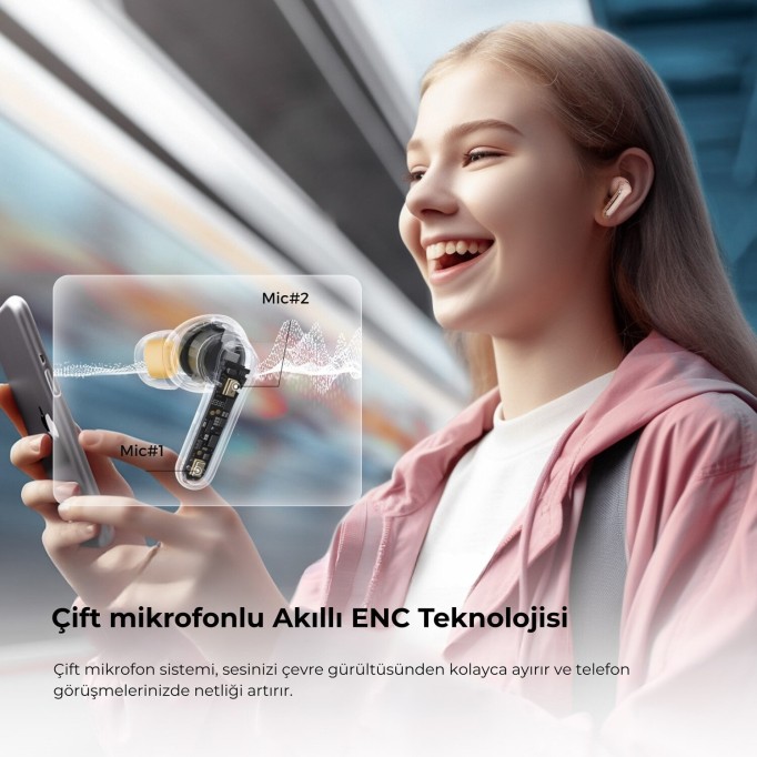 SoundPeats Clear ENC TWS Bluetooth 5.3 Kulak içi Kablosuz Kulaklık Bej