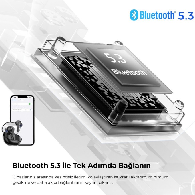 SoundPeats Clear ENC TWS Bluetooth 5.3 Kulak içi Kablosuz Kulaklık Siyah