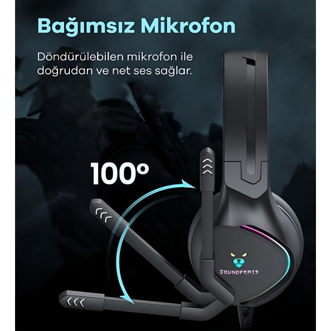 Soundpeats G1 Kablolu RGB Kulak üstü Oyuncu Kulaklığı