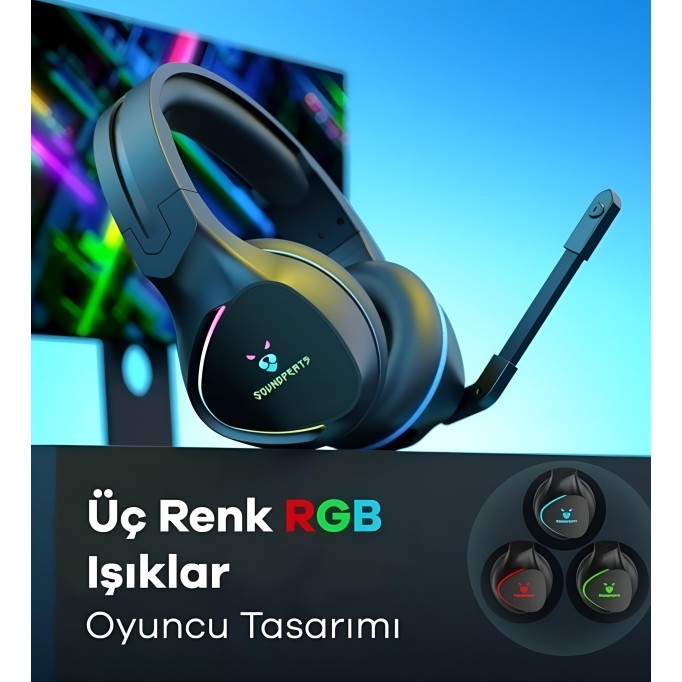 Soundpeats G1 Kablolu RGB Kulak üstü Oyuncu Kulaklığı