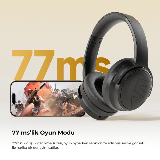SoundPeats Space Pro Hi-Res LDAC Bluetooth 5.4 TWS Kablosuz Kulak üstü Kulaklık Siyah