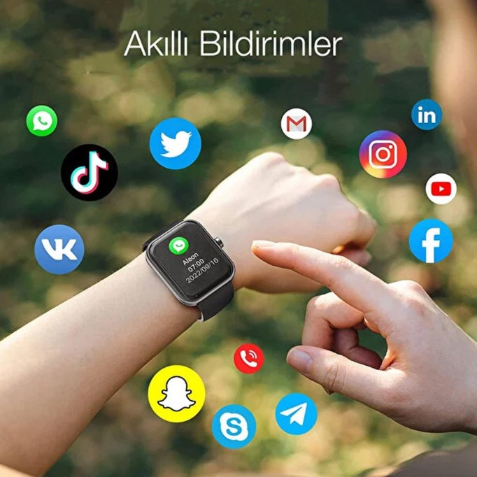 Tozo S2 Mini 40mm Su Geçirmez Fitness Oksijen ve Nabız ölçebilen Akıllı Saat Siyah