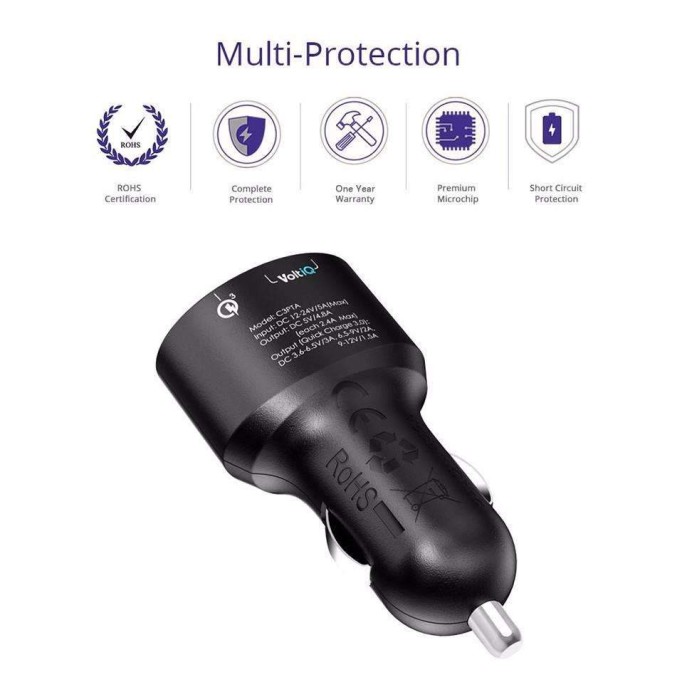 Tronsmart 3 Portlu Qualcomm QC 3.0 VoltiQ Hızlı Araç Şarj Cihazı