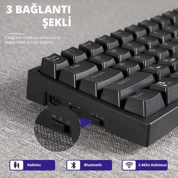 Tronsmart Elite 2.4GHz Wireless Kablosuz Bluetooth RGB Mekanik Oyun Klavyesi