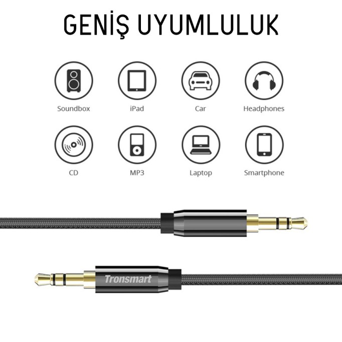 Tronsmart S3C02 Premium Örgülü 3.5mm Jack Aux Kablosu (2 Adet)