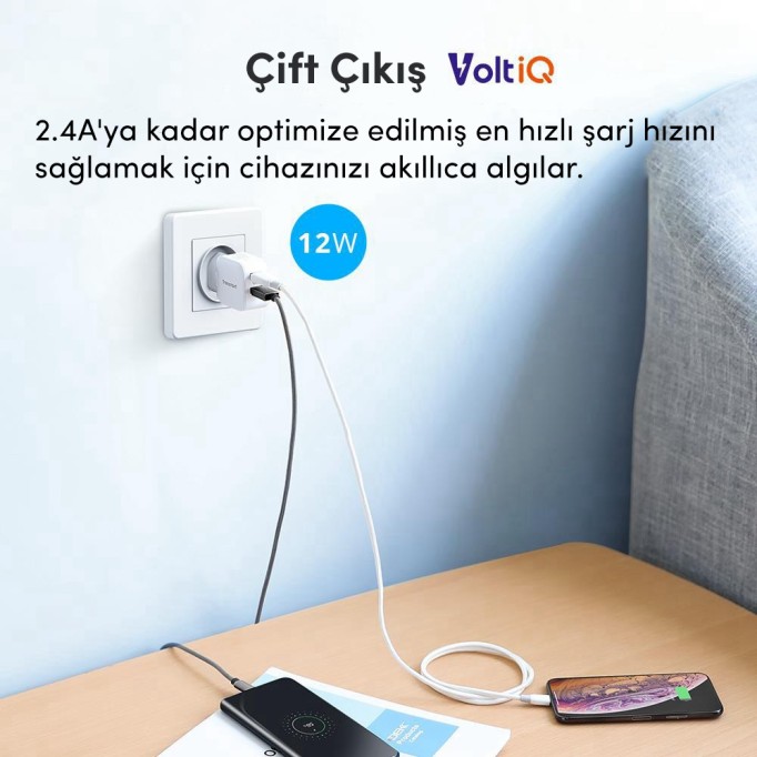 Tronsmart W02 2 Portlu VoltiQ 2.4A Hızlı Şarj Cihazı