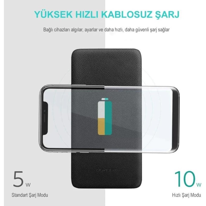 Ugreen 10000 mAh Type-C USB QC 3.0 Kablosuz Şarj Powerbank