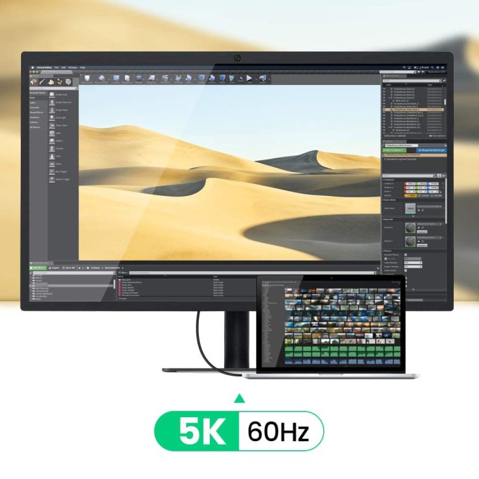 Ugreen 100W Thunderbolt 3 Type-C USB 3.1 5K@60Hz Şarj ve Data Kablosu 2 Metre