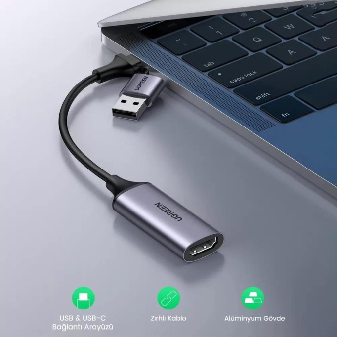 Ugreen 1080P 30Hz USB Type-C Video Capture Kart HDMI Görüntü Yakalama Kartı