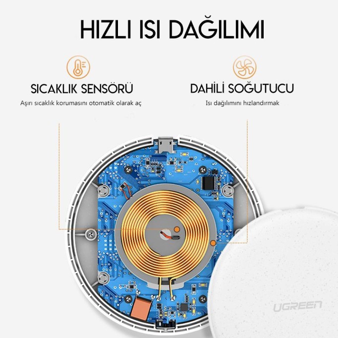 UGREEN 15W Kablosuz Şarj Cihazı UGREEN 15W Kablosuz Şarj Cihazı