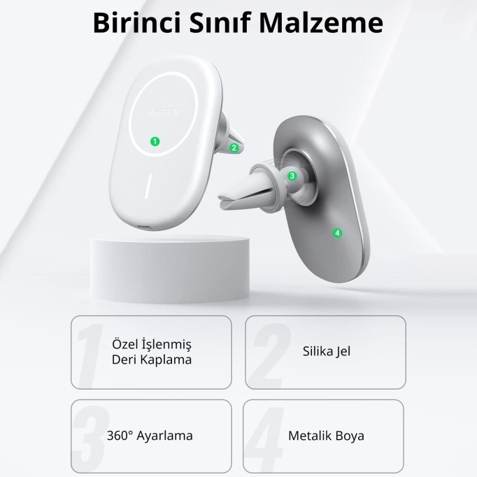 Ugreen 15W Kablosuz Şarjlı Araç İçi Manyetik Telefon Tutucu Ugreen 15W Kablosuz Şarjlı Araç İçi Manyetik Telefon Tutucu