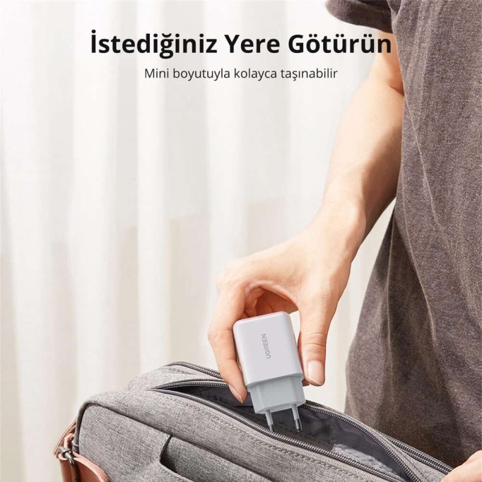 Ugreen 18W Qualcomm QC 3.0 USB Hızlı Şarj Cihazı Beyaz