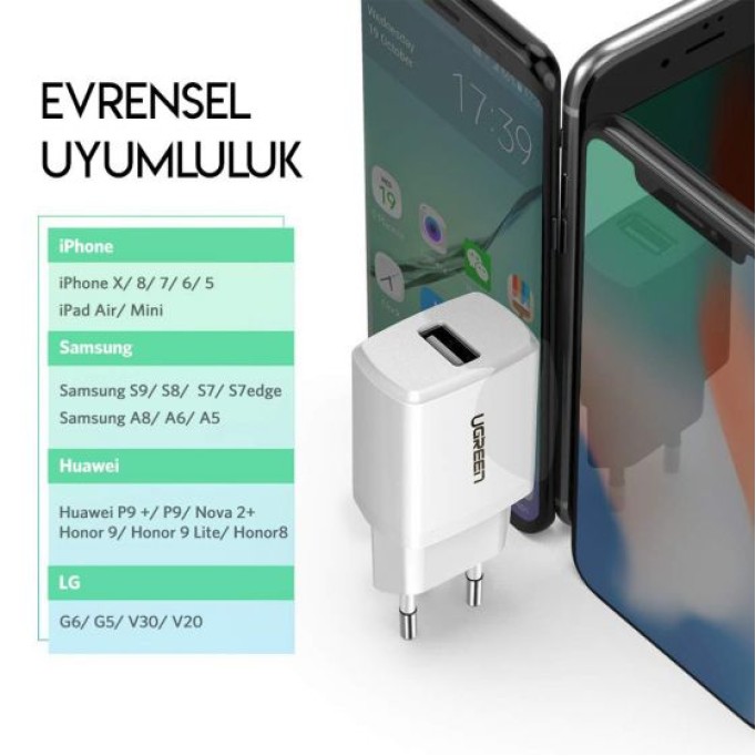 UGREEN 2.1A USB Şarj Cihazı Siyah