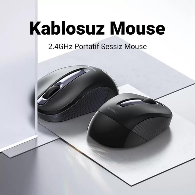 Ugreen 2.4Ghz Sessiz Tuşlu 2400DPI Kablosuz Optik Mouse