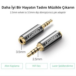 Ugreen 2.5mm Erkek to 3.5mm Dişi Jack Dönüştürücü