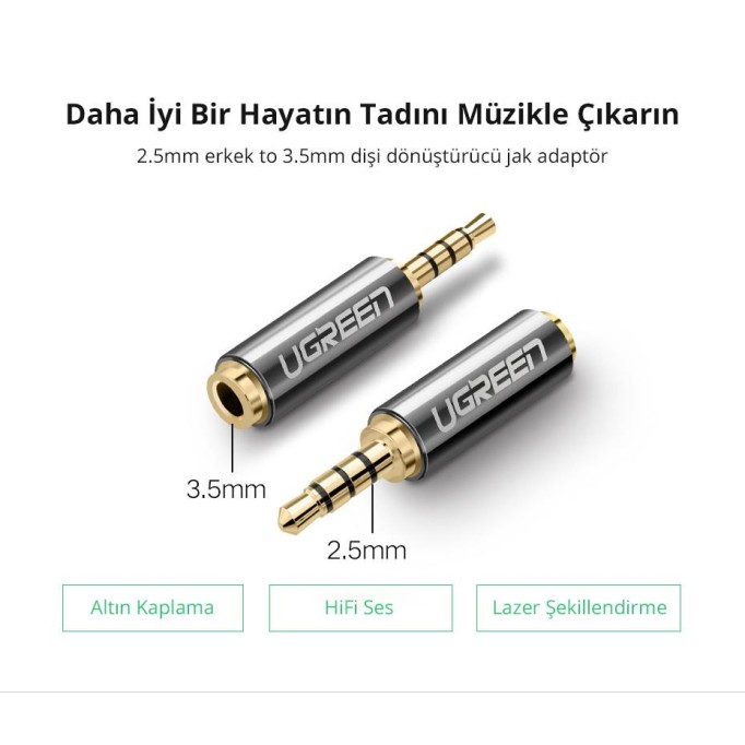 Ugreen 2.5mm Erkek to 3.5mm Dişi Jack Dönüştürücü