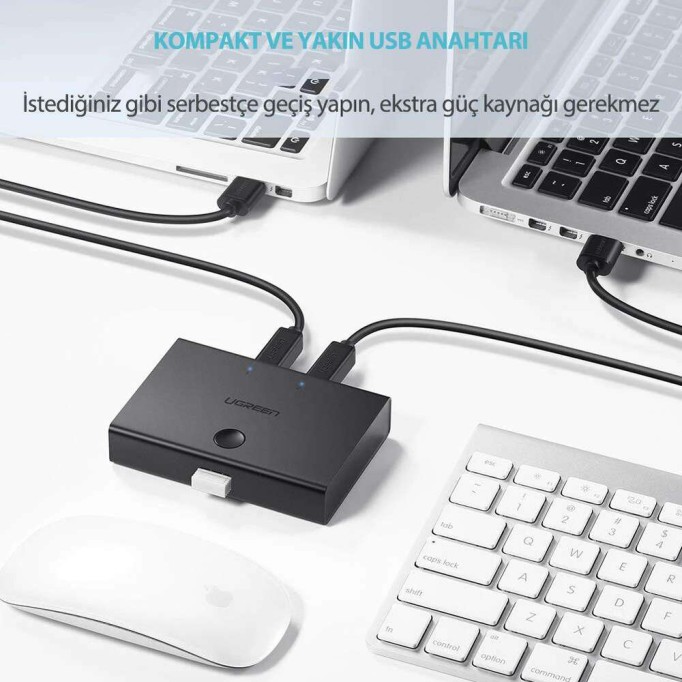 Ugreen 2 Giriş 1 Çıkış USB KM Switch