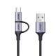 Ugreen 2'si 1 Arada Örgülü Type-C Micro USB Şarj ve Data Kablosu 1 Metre