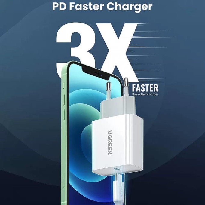 Ugreen 20W Type-C PD QC 3.0 Hızlı Şarj Cihazı İkili Paket