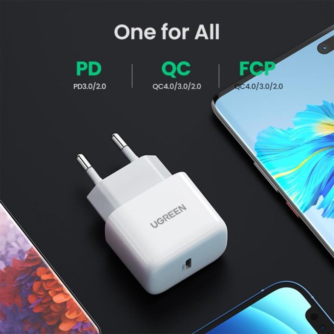 Ugreen 20W USB-C Mini PD Hızlı Şarj Cihazı Beyaz