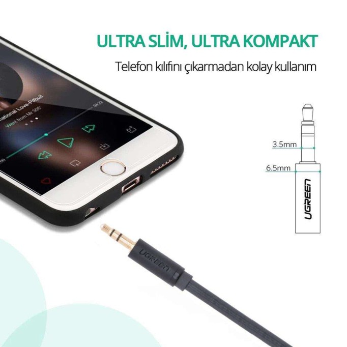 Ugreen 3.5mm Aux Kulaklık Mikrofon Uzatma Kablosu 2 Metre