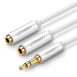 Beyaz Ugreen 3.5mm Aux Stereo Kulaklık Çoklayıcı Kablo Beyaz