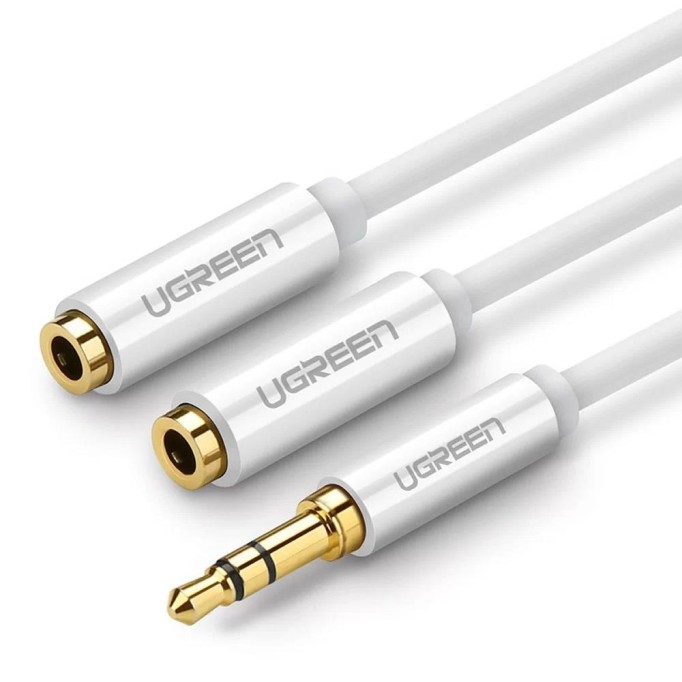 Ugreen 3.5mm Aux Stereo Kulaklık Çoklayıcı Kablo Beyaz