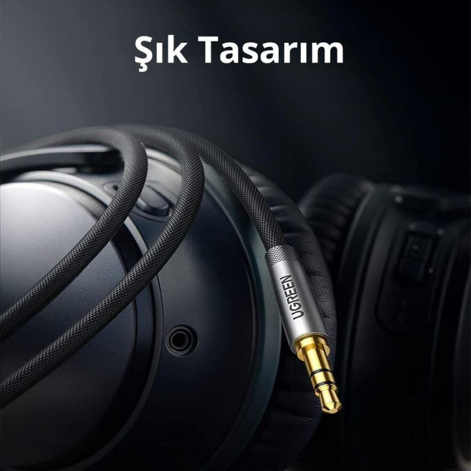Ugreen 3.5mm Erkek to Erkek Örgülü Aux Ses Kablosu 1.5 Metre Ugreen 3.5mm Erkek to Erkek Örgülü Aux Ses Kablosu 1.5 Metre