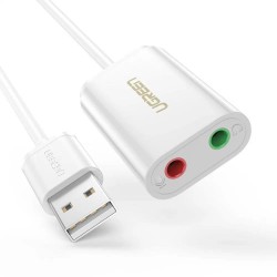 Beyaz UGREEN 3.5mm Harici USB Ses Kartı Beyaz